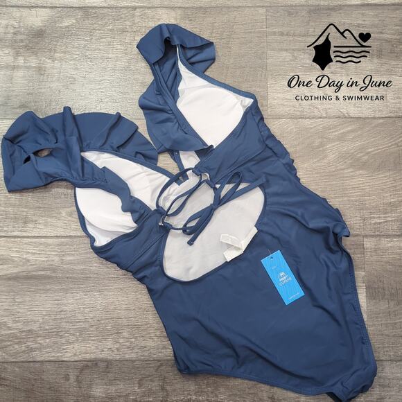 Cupshe Ruffle Shoulder Tummy Control One Piece Swimsuit Size L - Picture 7 of 7